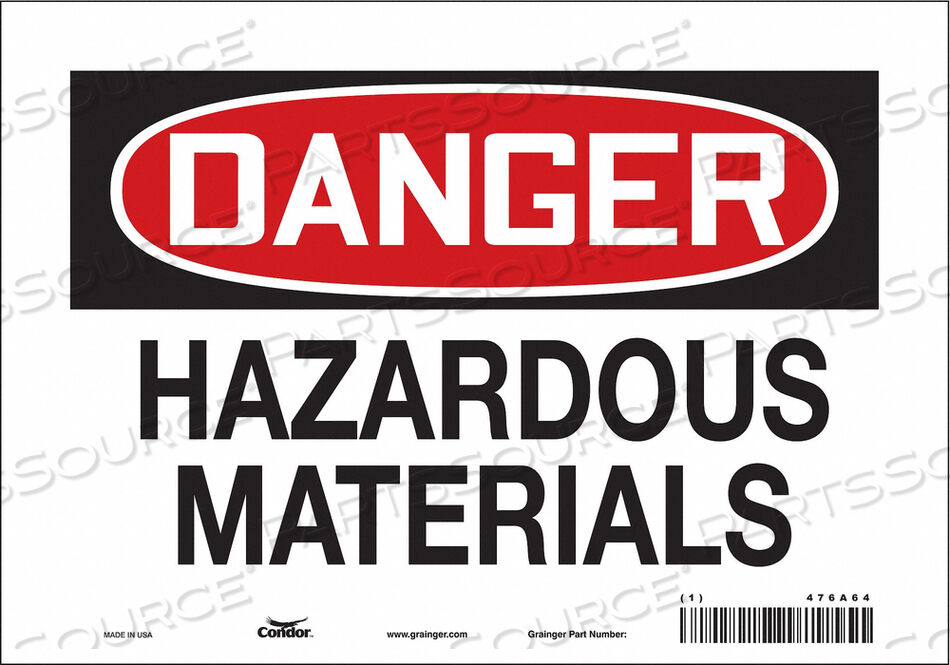 OEM#: 476A64CHEMICAL SIGN 10 W 7 H 0.004 THICKNESS by Condor