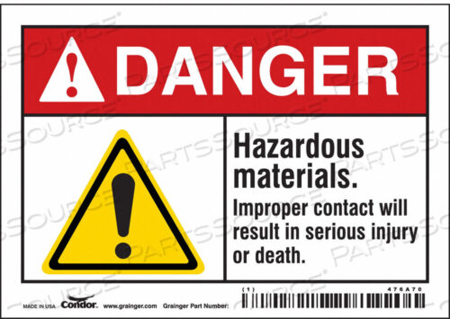 OEM#: 476A70CHEMICAL SIGN 5 W 3-1/2 H 0.004 THICK by Condor