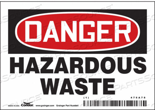 OEM#: 476A78CHEMICAL SIGN 5 W 3-1/2 H 0.004 THICK by Condor