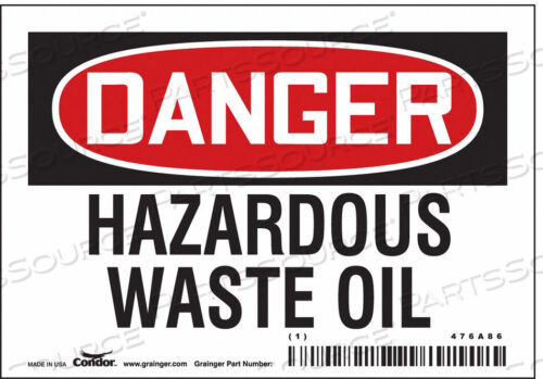 OEM#: 476A86CHEMICAL SIGN 5 W 3-1/2 H 0.004 THICK by Condor