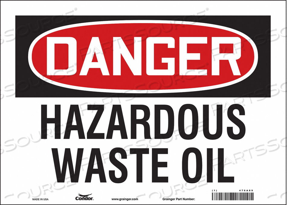 OEM#: 476A89CHEMICAL SIGN 14 W 10 H 0.004 THICK by Condor