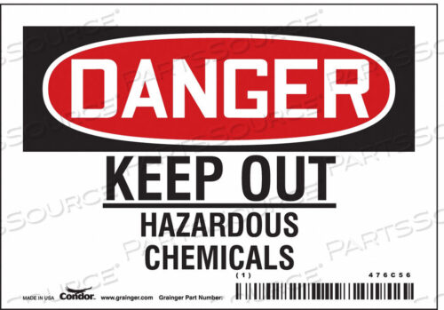 OEM#: 476C56CHEMICAL SIGN 5 W 3-1/2 H 0.004 THICK by Condor