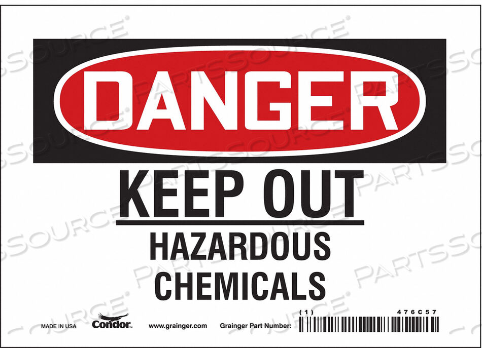 OEM#: 476C57CHEMICAL SIGN 7 W 5 H 0.004 THICKNESS by Condor
