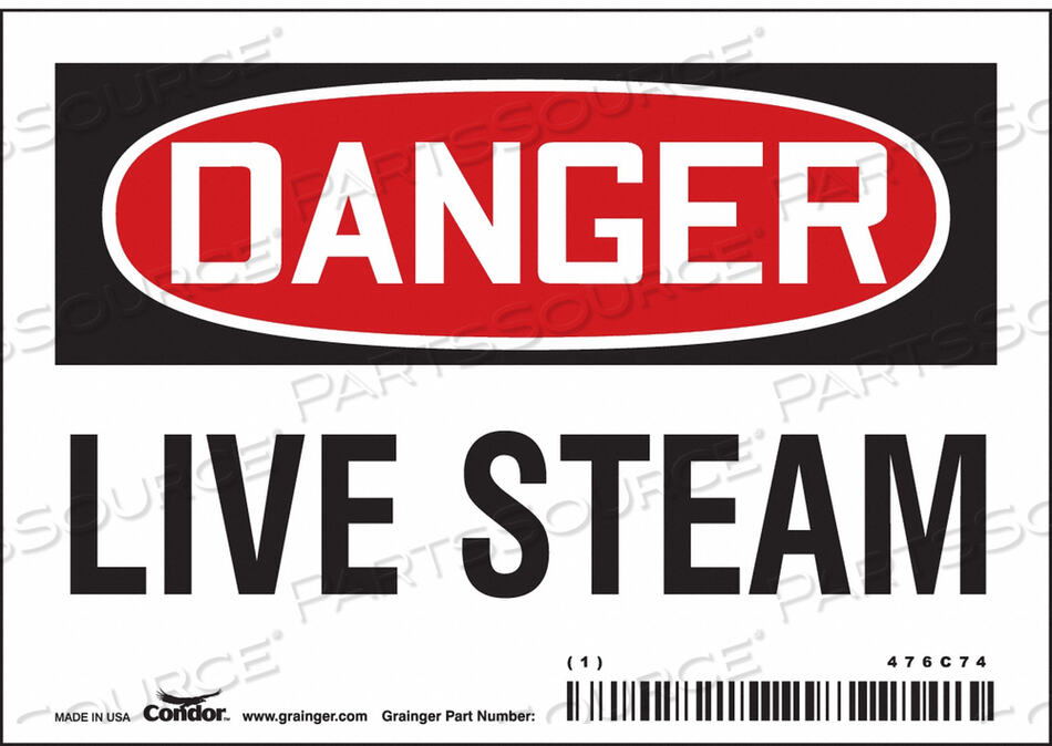 OEM#: 476C74CHEMICAL SIGN 5 W 3-1/2 H 0.004 THICK by Condor