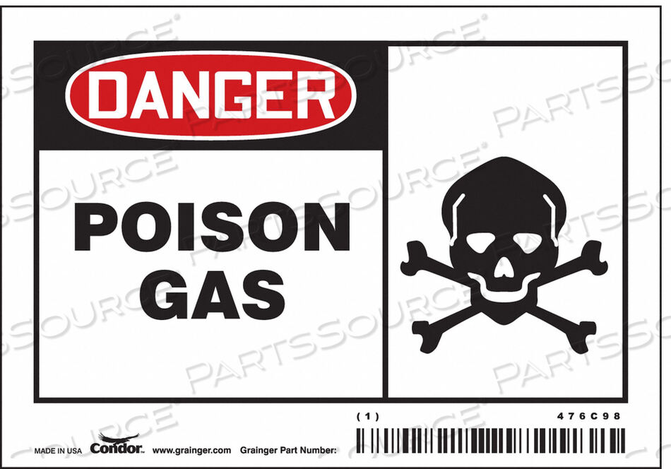 OEM#: 476C98CHEMICAL SIGN 5 W 3-1/2 H 0.004 THICK by Condor