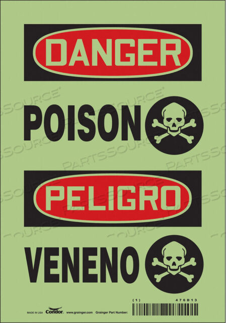 OEM#: 476D13CHEMICAL SIGN 7 W 10 H 0.010 THICKNESS by Condor