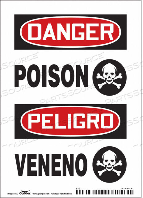 OEM#: 476D20CHEMICAL SIGN 5 W 7 H 0.004 THICKNESS by Condor