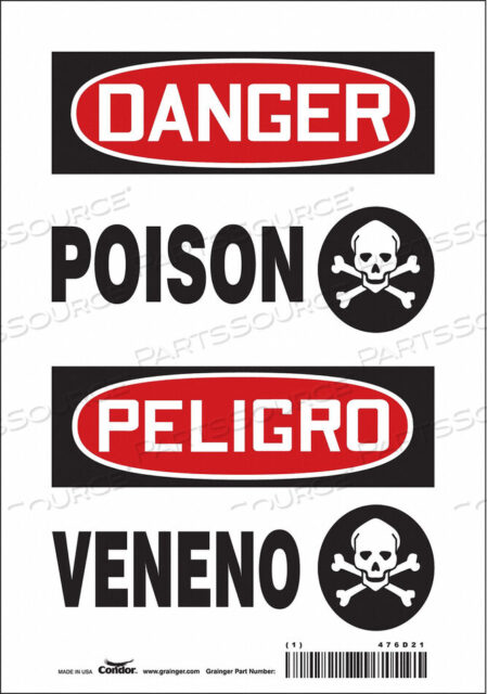 OEM#: 476D21CHEMICAL SIGN 7 W 10 H 0.004 THICKNESS by Condor