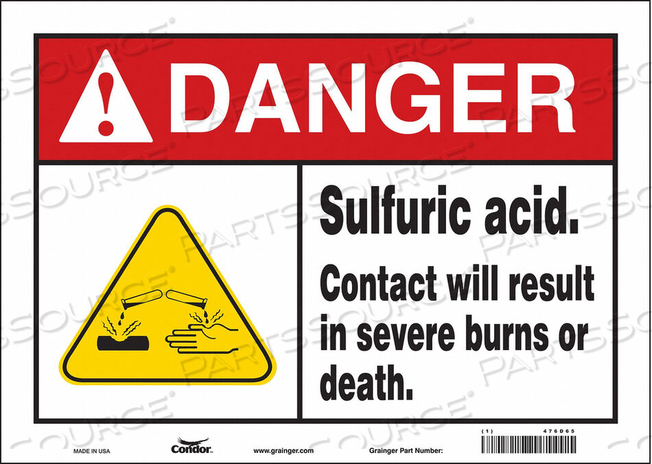 OEM#: 476D65CHEMICAL SIGN 14 W 10 H 0.004 THICK by Condor