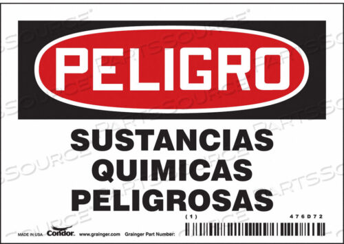 OEM#: 476D72CHEMICAL SIGN 5 W 3-1/2 H 0.004 THICK by Condor