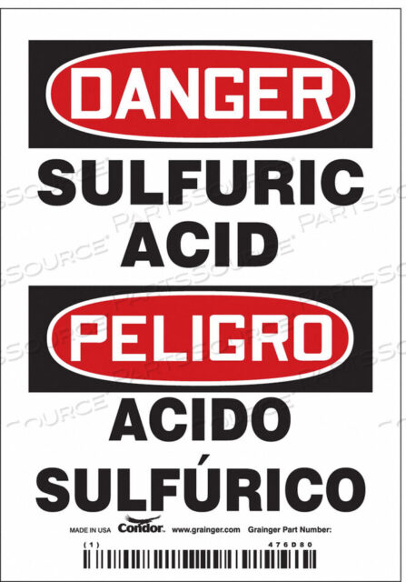 OEM#: 476D80CHEMICAL SIGN 3 W 3-1/2 H 0.004 THICK by Condor