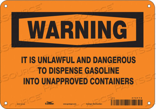 OEM#: 476F78CHEMICAL SIGN 10 W 7 H 0.055 THICKNESS by Condor
