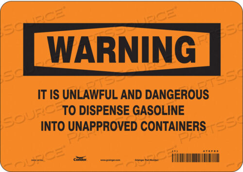 OEM#: 476F80CHEMICAL SIGN 10 W 7 H 0.004 THICKNESS by Condor