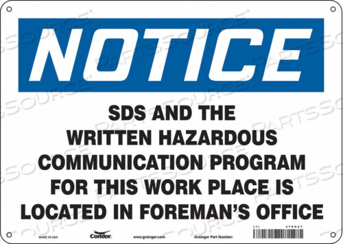 OEM#: 476H27SAFETY SIGN 14 WX10 H 0.055 THICKNESS by Condor