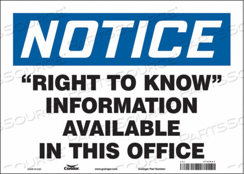 OEM#: 476H41SAFETY SIGN 14 WX10 H 0.004 THICKNESS by Condor