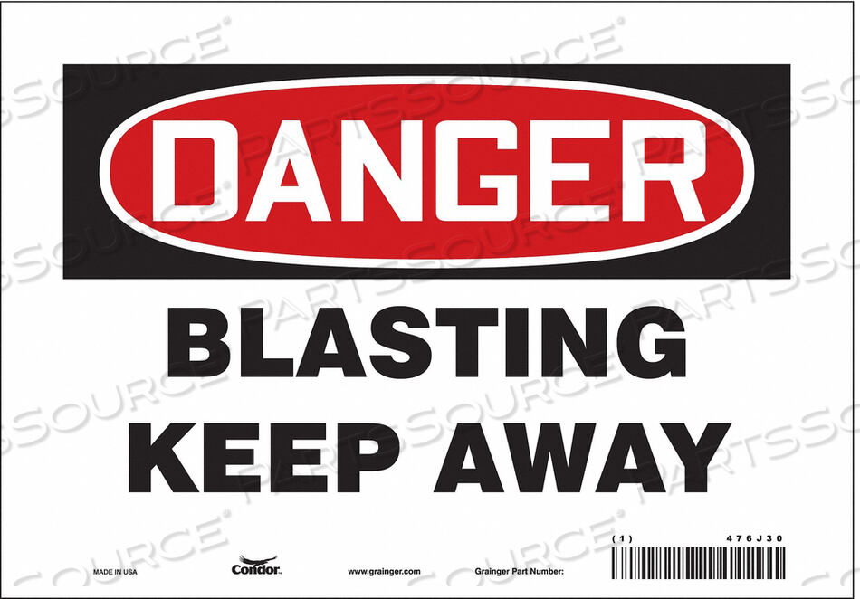 OEM#: 476J30SAFETY SIGN 10 W 7 H 0.004 THICKNESS by Condor