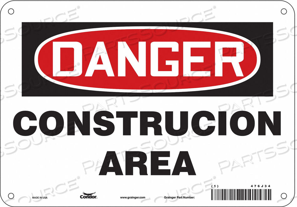 OEM#: 476J34SAFETY SIGN 10 W 7 H 0.032 THICKNESS by Condor