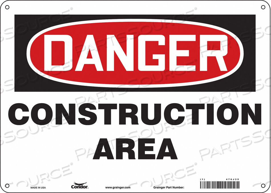 OEM#: 476J35SAFETY SIGN 14 W 10 H 0.032 THICKNESS by Condor