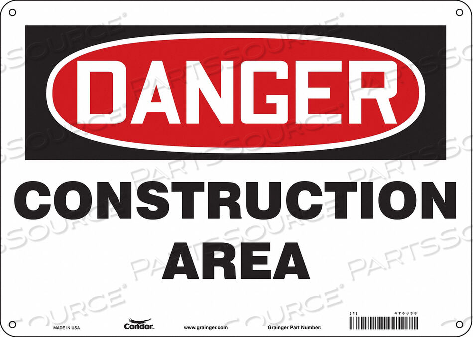 OEM#: 476J38SAFETY SIGN 14 W 10 H 0.055 THICKNESS by Condor