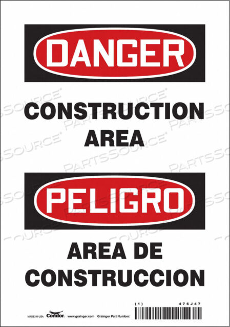 OEM#: 476J47SAFETY SIGN 7 W 10 H 0.004 THICKNESS by Condor