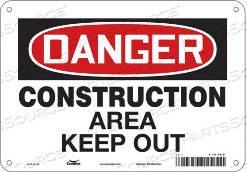 OEM#: 476J68SAFETY SIGN 10 WX7 H 0.055 THICKNESS by Condor