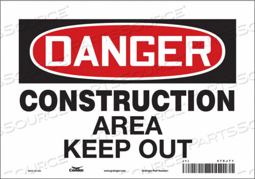 OEM#: 476J71SAFETY SIGN 10 WX7 H 0.004 THICKNESS by Condor