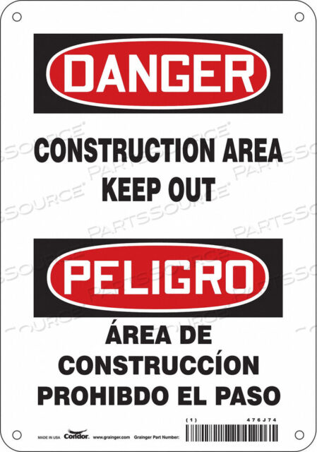 OEM#: 476J74SAFETY SIGN 7 WX10 H 0.032 THICKNESS by Condor