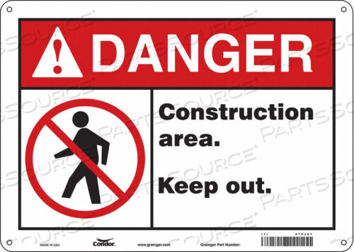 OEM#: 476J81SAFETY SIGN 14 WX10 H 0.032 THICKNESS by Condor