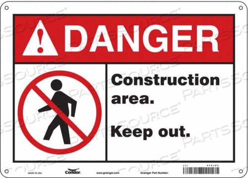 OEM#: 476J83SAFETY SIGN 14 WX10 H 0.055 THICKNESS by Condor