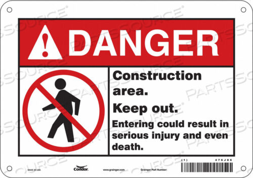 OEM#: 476J86SAFETY SIGN 10 WX7 H 0.032 THICKNESS by Condor