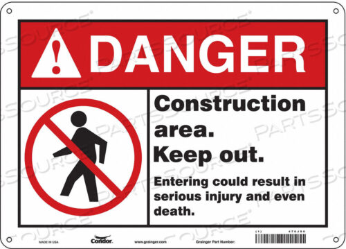OEM#: 476J90SAFETY SIGN 14 WX10 H 0.055 THICKNESS by Condor