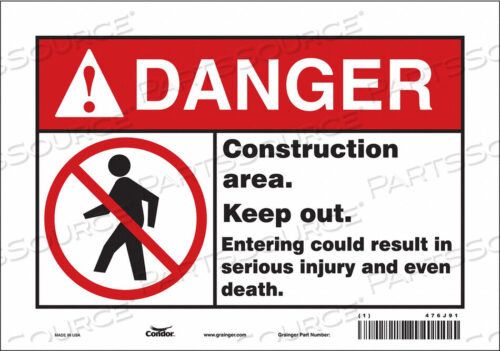 OEM#: 476J91SAFETY SIGN 10 WX7 H 0.004 THICKNESS by Condor