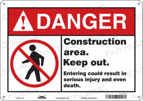 OEM#: 476J92SAFETY SIGN 14 WX10 H 0.004 THICKNESS by Condor