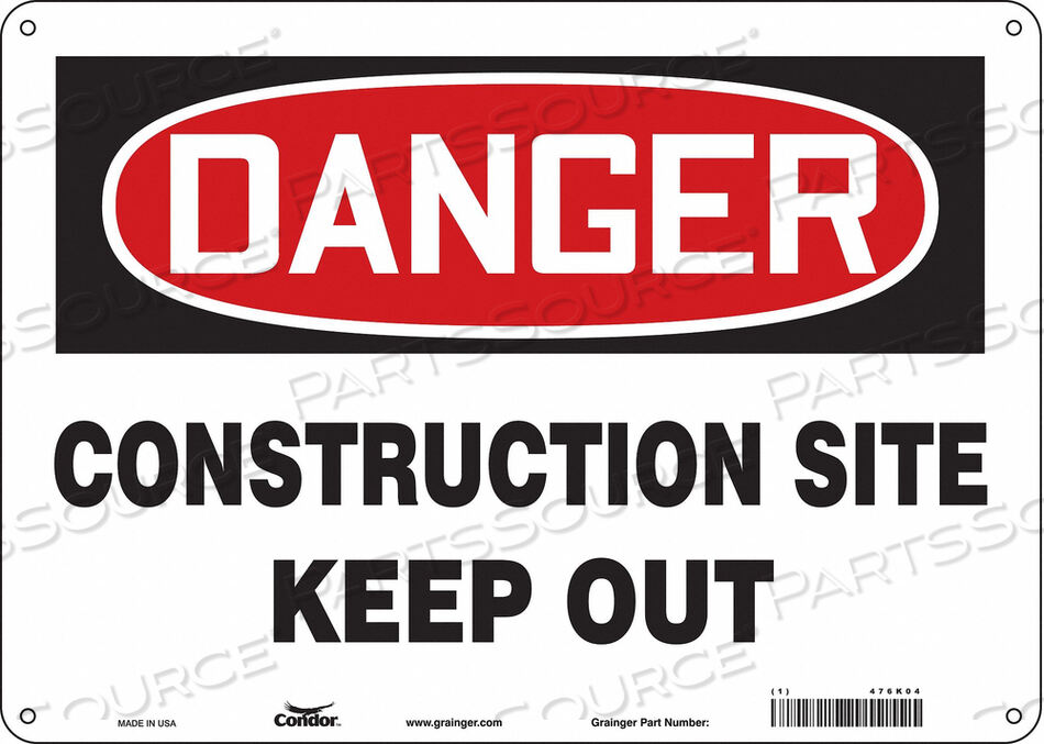 OEM#: 476K04SAFETY SIGN 14 WX10 H 0.055 THICKNESS by Condor