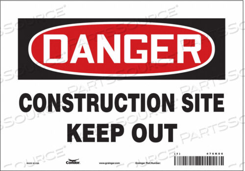 OEM#: 476K06SAFETY SIGN 10 WX7 H 0.004 THICKNESS by Condor