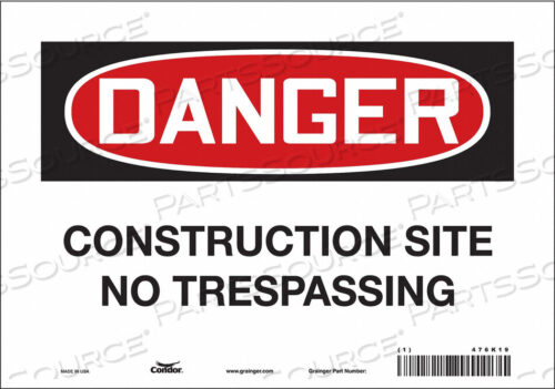 OEM#: 476K19SAFETY SIGN 10 WX7 H 0.004 THICKNESS by Condor