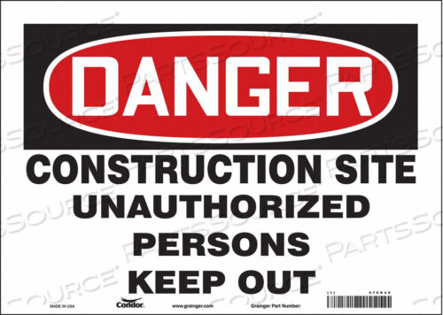 OEM#: 476K49SAFETY SIGN 14 WX10 H 0.004 THICKNESS by Condor