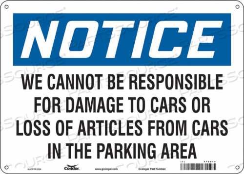 SAFETY SIGN 14 WX10 H 0.060 THICKNESS