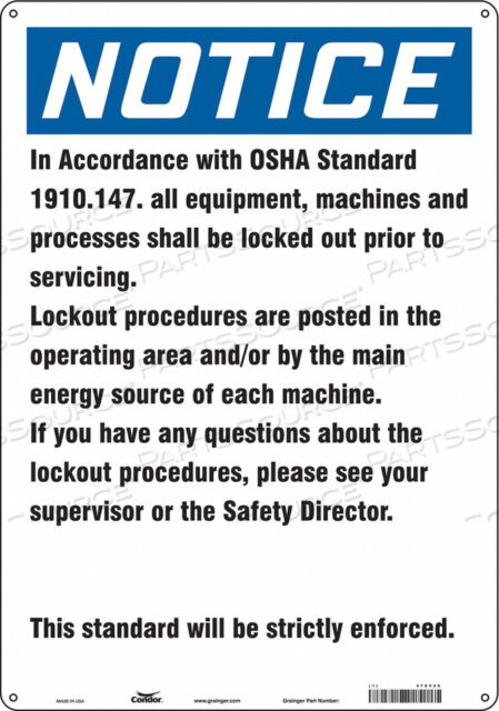 J6996 SAFETY SIGN 14 W 20 H 0.055 THICKNESS