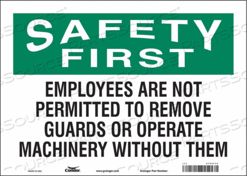 SAFETY SIGN 14 W 10 H 0.004 THICKNESS