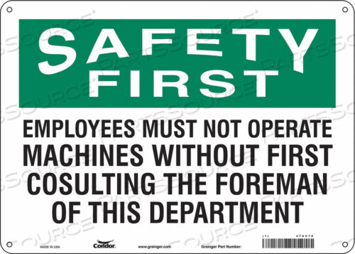 SAFETY SIGN 14 W 10 H 0.055 THICKNESS