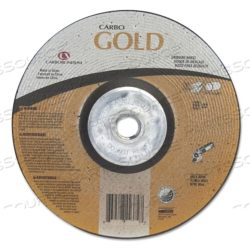 OEM#: 05539502858GOLD AO DEPRESSED CENTER WHEEL, 9 IN DIA, 1/4 IN THICK, 5/8 IN ARBOR, 24 GRIT by Norton | Saint-Gobain Abrasives