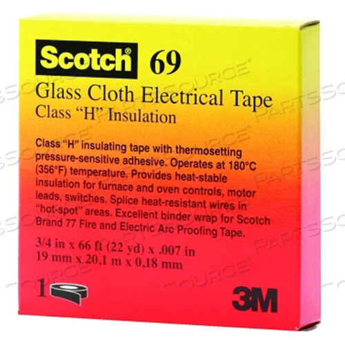 OEM#: 7000145501SCOTCH GLASS CLOTH ELECTRICAL TAPES 69, 1/2 IN X 66 FT, WHITE by 3M Consumer