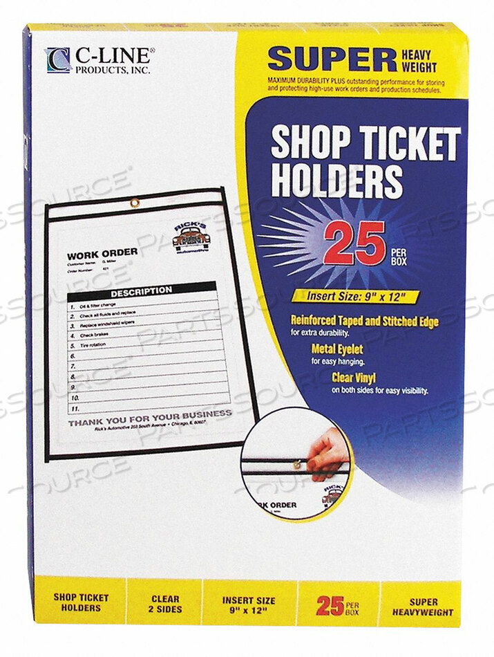 OEM#: 46912HOLDER SHOP TICKET 2 SIDES 9X12 PK25 by C-Line