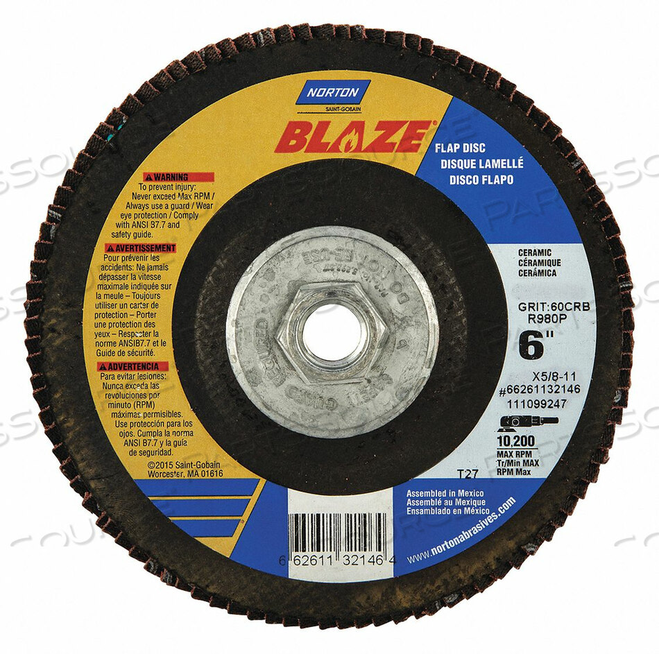OEM#: 66261132146FLAP DISC MEDIUM 60 GRIT 6 DIA. by Norton | Saint-Gobain Abrasives