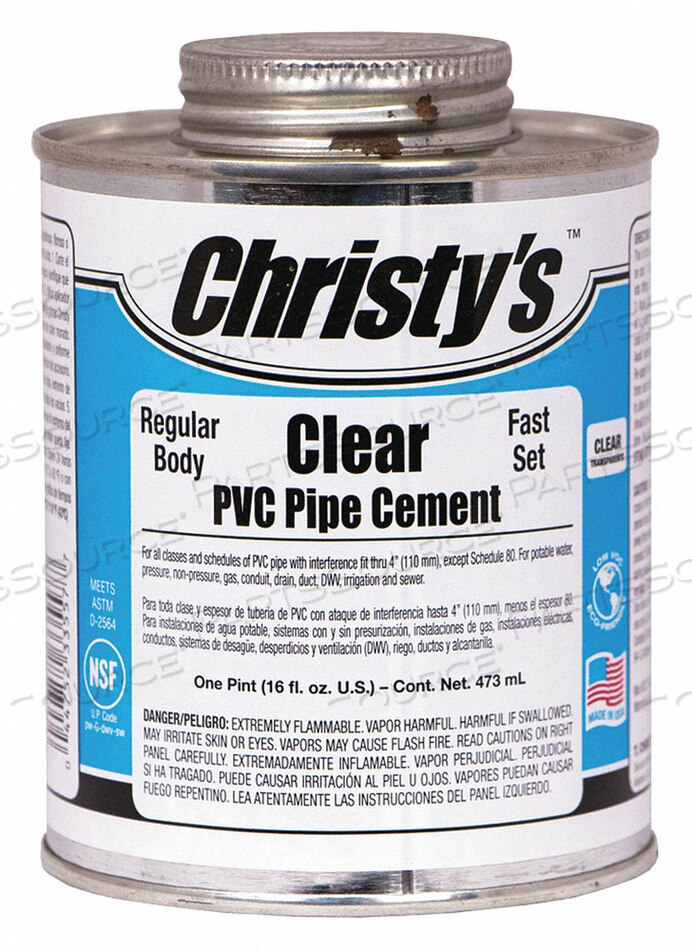 OEM#: RH-RCLV-PT-12PIPE CEMENT CLEAR 16 OZ. by Christys