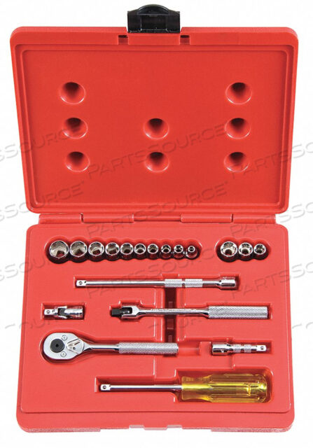 SOCKET WRENCH SET SAE 1/4 IN DR 19 PC
