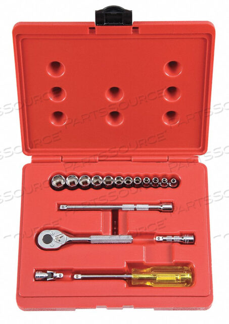 SOCKET WRENCH SET METRIC 1/4 DR 17 PC