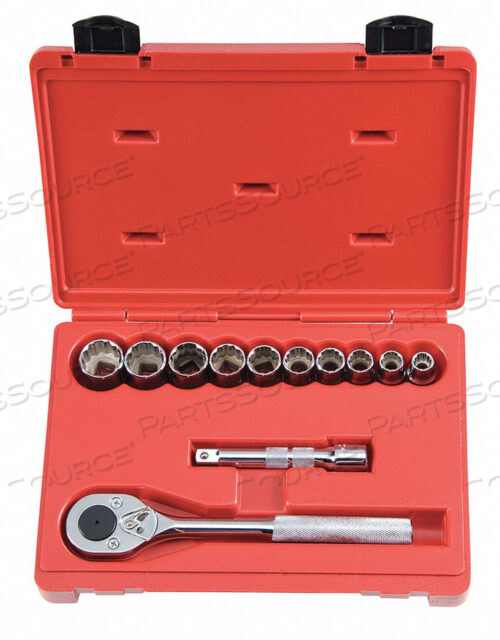 SOCKET WRENCH SET SAE 1/2 IN DR 12 PC