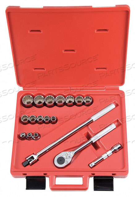SOCKET WRENCH SET SAE 1/2 IN DR 18 PC